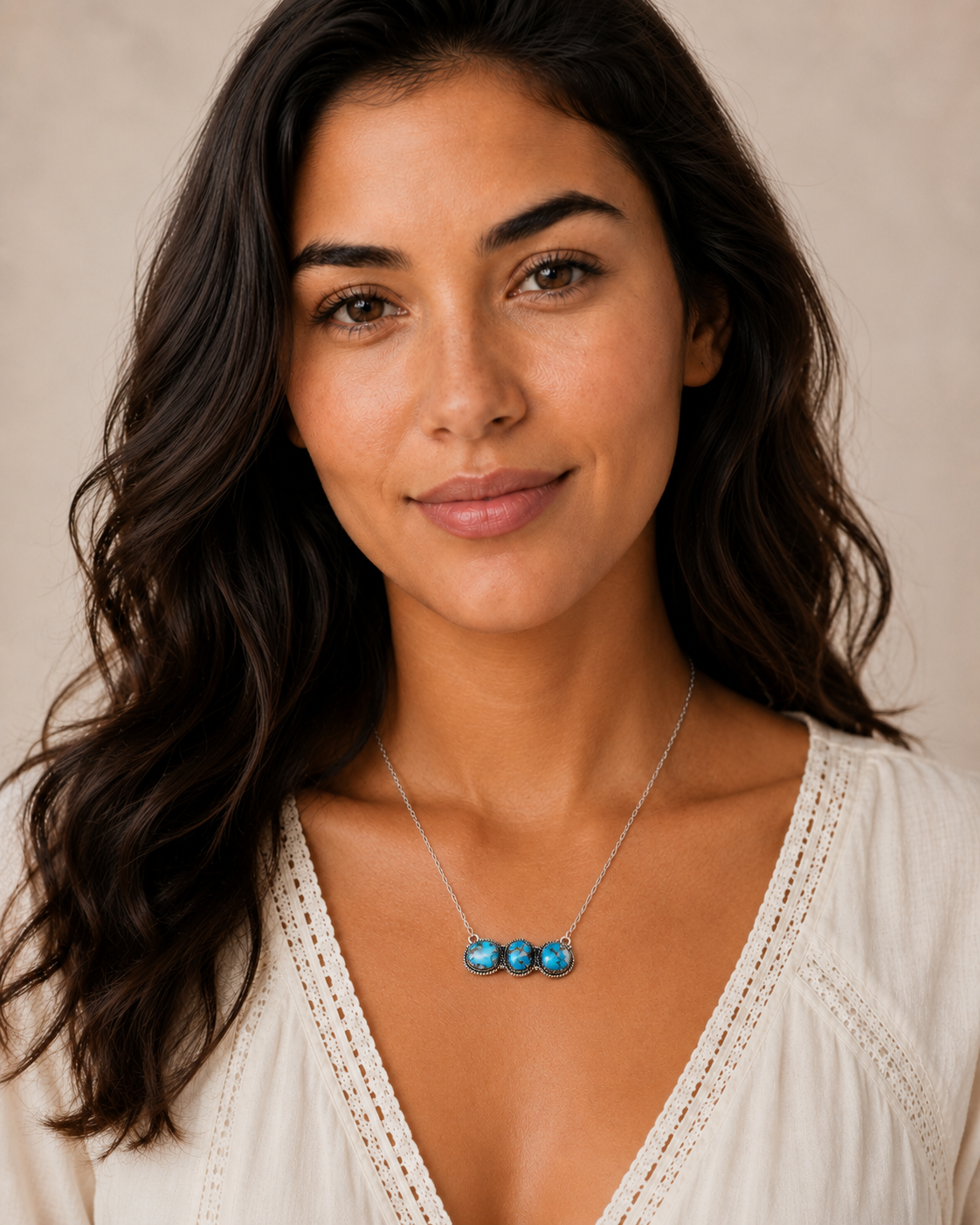 Southwestern Style Golden Hills Turquoise Necklace 19" (.925 Sterling Silver)