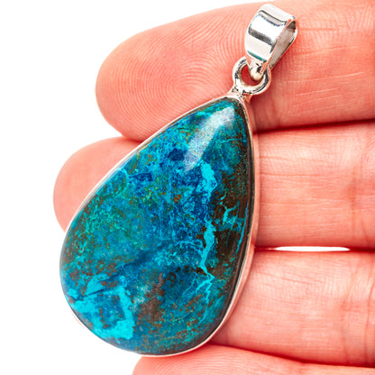 Premium Chrysocolla Pendant 1 7/8" (.925 Sterling Silver)