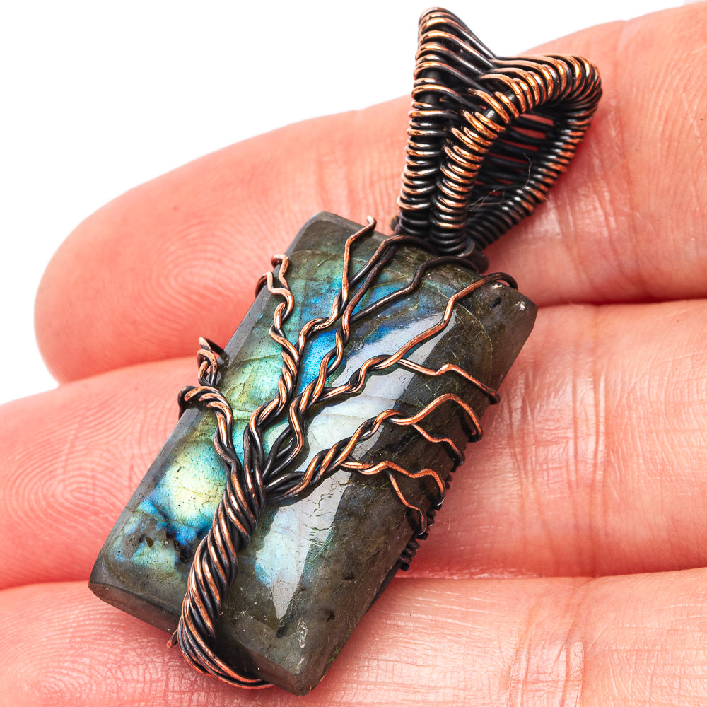 Labradorite Tree of Life Pendant 1 3/4" (Oxidized Copper)