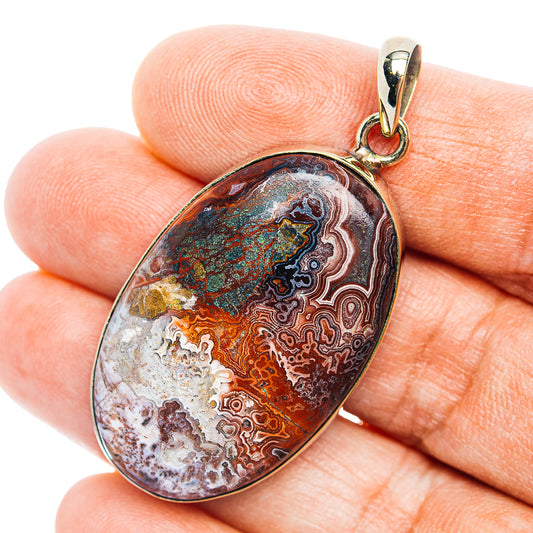 Crazy Lace Agate Pendant 2" (German Silver)