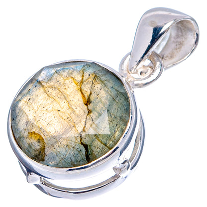 Faceted Labradorite Dainty Pendant 7/8" (.925 Sterling Silver)