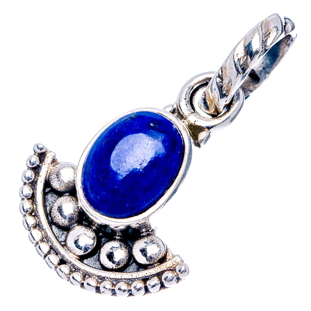 Dainty Lapis Lazuli Pendant 7/8" (.925 Sterling Silver)