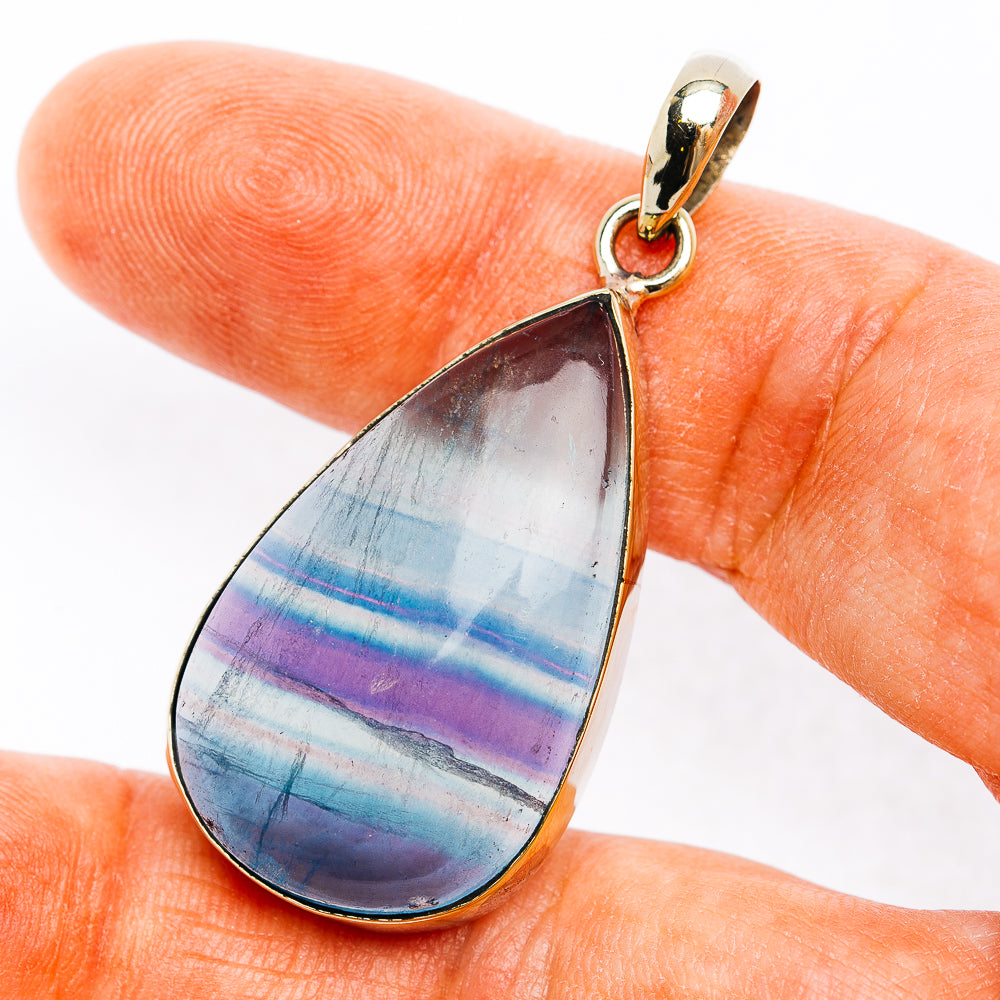 Multi Fluorite Pendant 1 3/4" (German Silver)