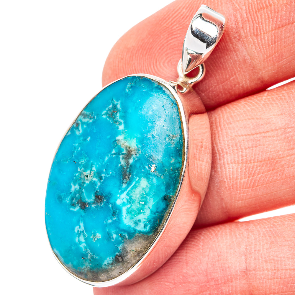 Premium Persian Turquoise Pendant 1 5/8" (.925 Sterling Silver)