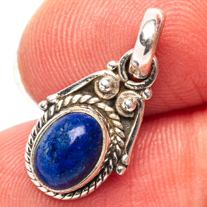 Dainty Lapis Lazuli Pendant 7/8" (.925 Sterling Silver)