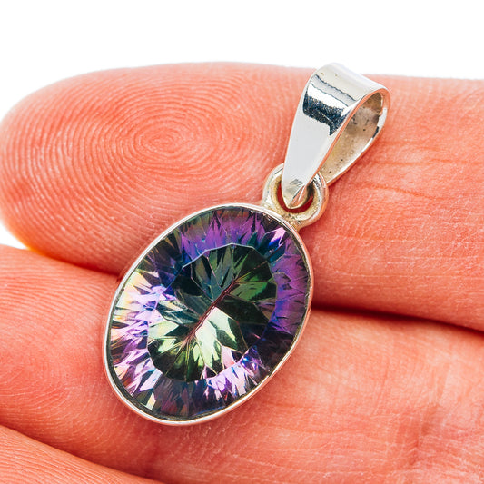 Premium Mystic Topaz Pendant 1 1/8" (.925 Sterling Silver)