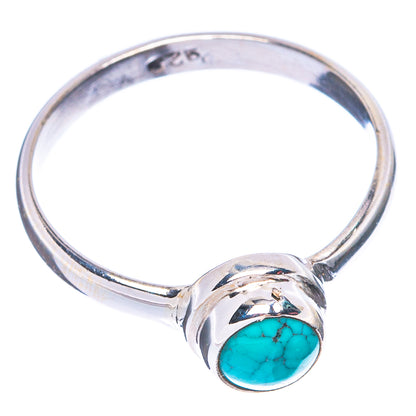 Sterling silver ring with oval turquoise cabochon and round bezel, size 8