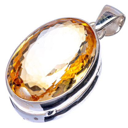 Faceted citrine oval pendant in 925 sterling silver with top bail