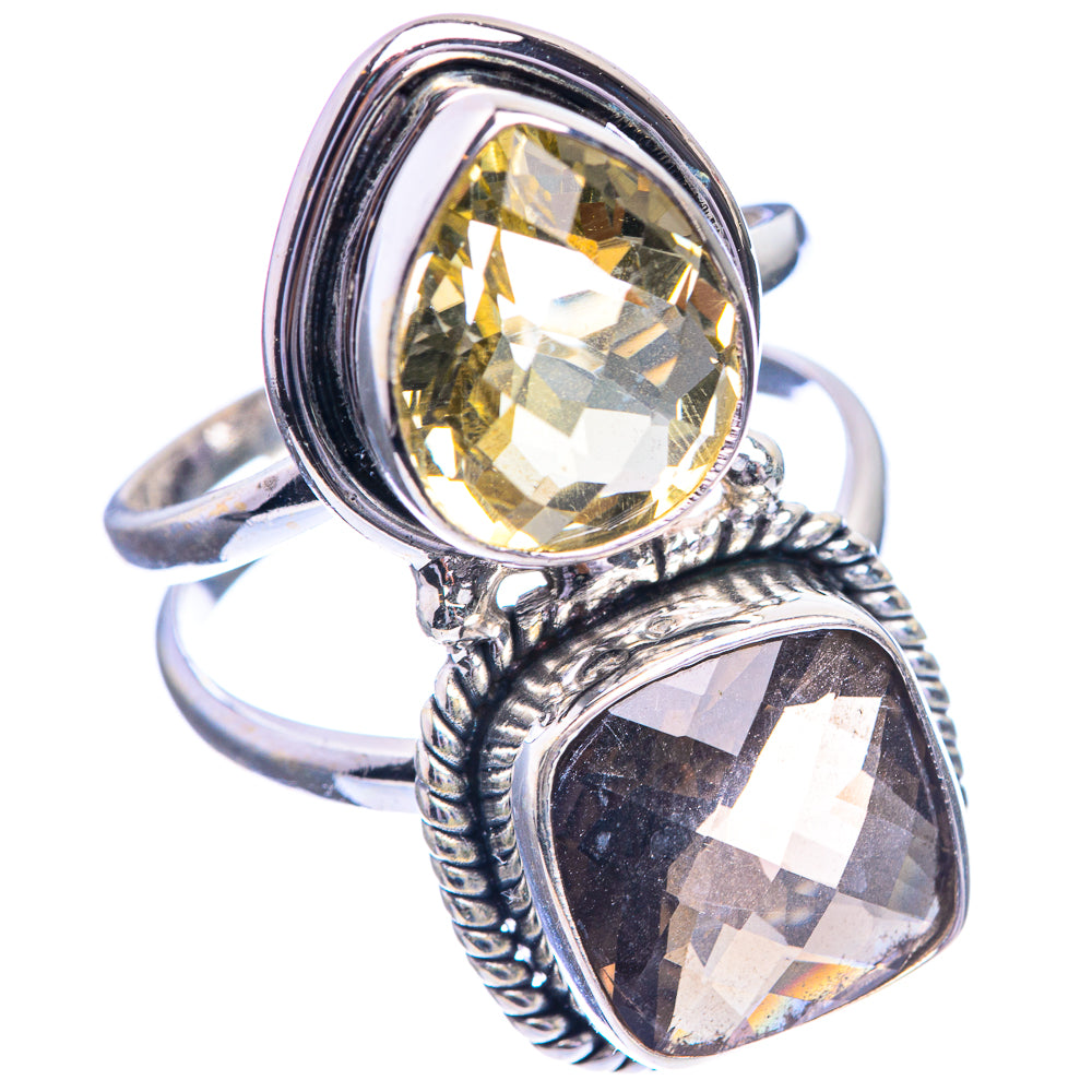 Large Smoky Quartz, Citrine Ring Size 9 (925 Sterling Silver) R143204