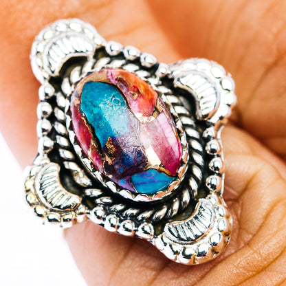 Pink Dahlia Turquoise Ring Size 6.25 (.925 Sterling Silver)