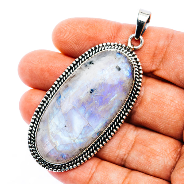 Rainbow Moonstone Pendant 2 3/4" (.925 Sterling Silver)