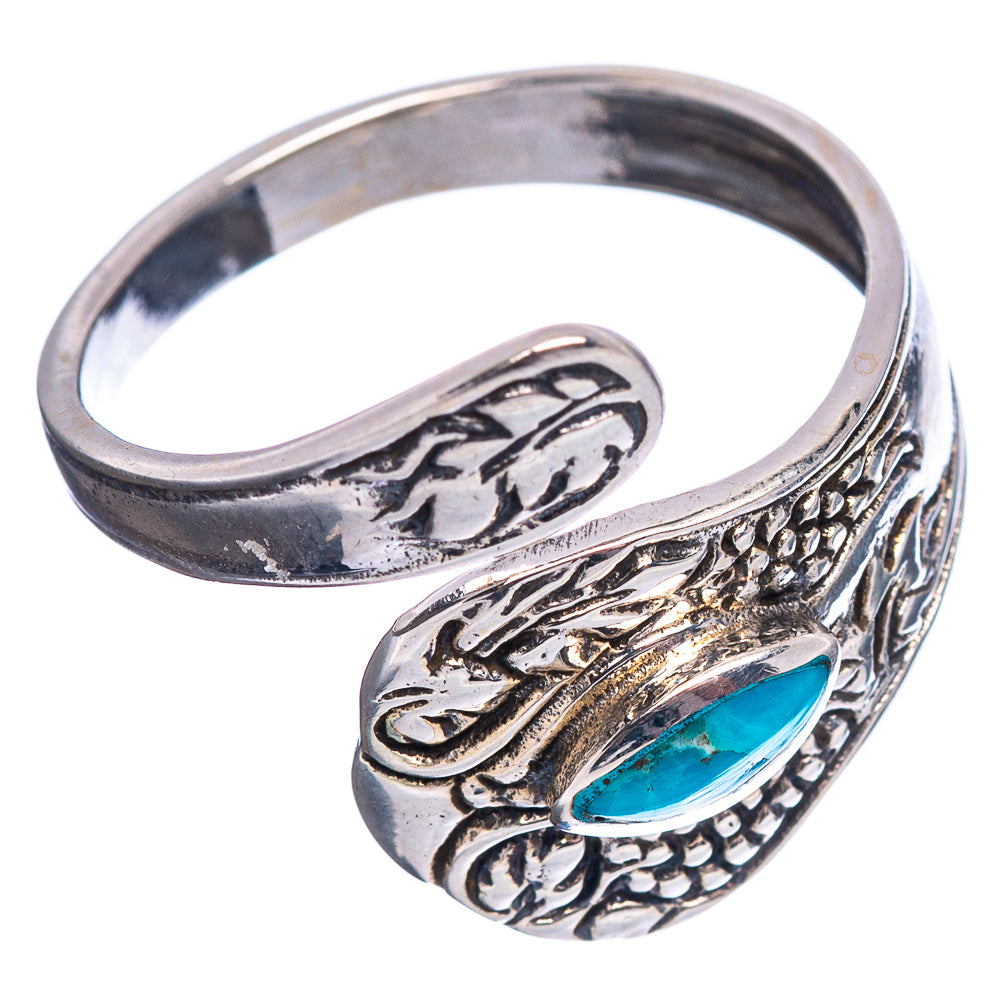 Native Style Mohave Turquoise Ring Size 8 Adjustable (.925 Sterling Silver)