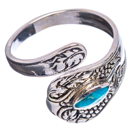 Turquoise oval stone adjustable sterling silver ring, engraved band and setting detail