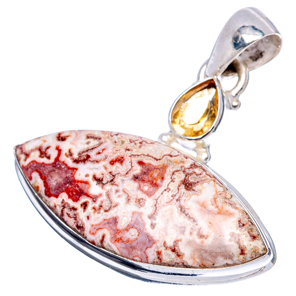 Rosetta Jasper, Citrine Pendant 1 1/4" (.925 Sterling Silver)