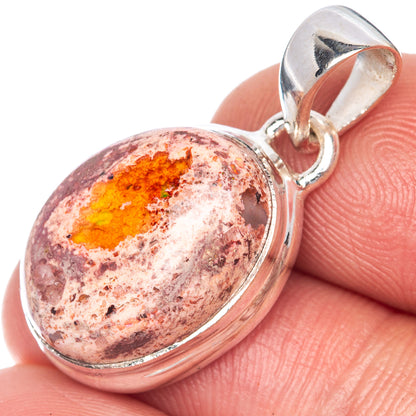 Rare Mexican Fire Opal Pendant 1 1/8" (925 Sterling Silver) P40832