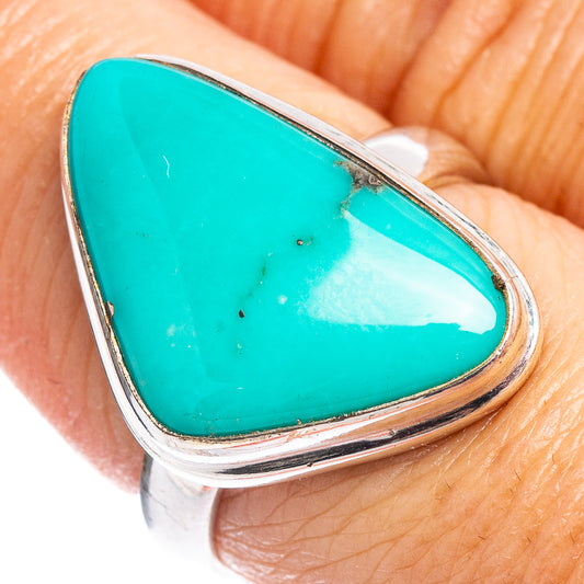 Size 7.75 turquoise teardrop ring with .925 sterling silver bezel setting