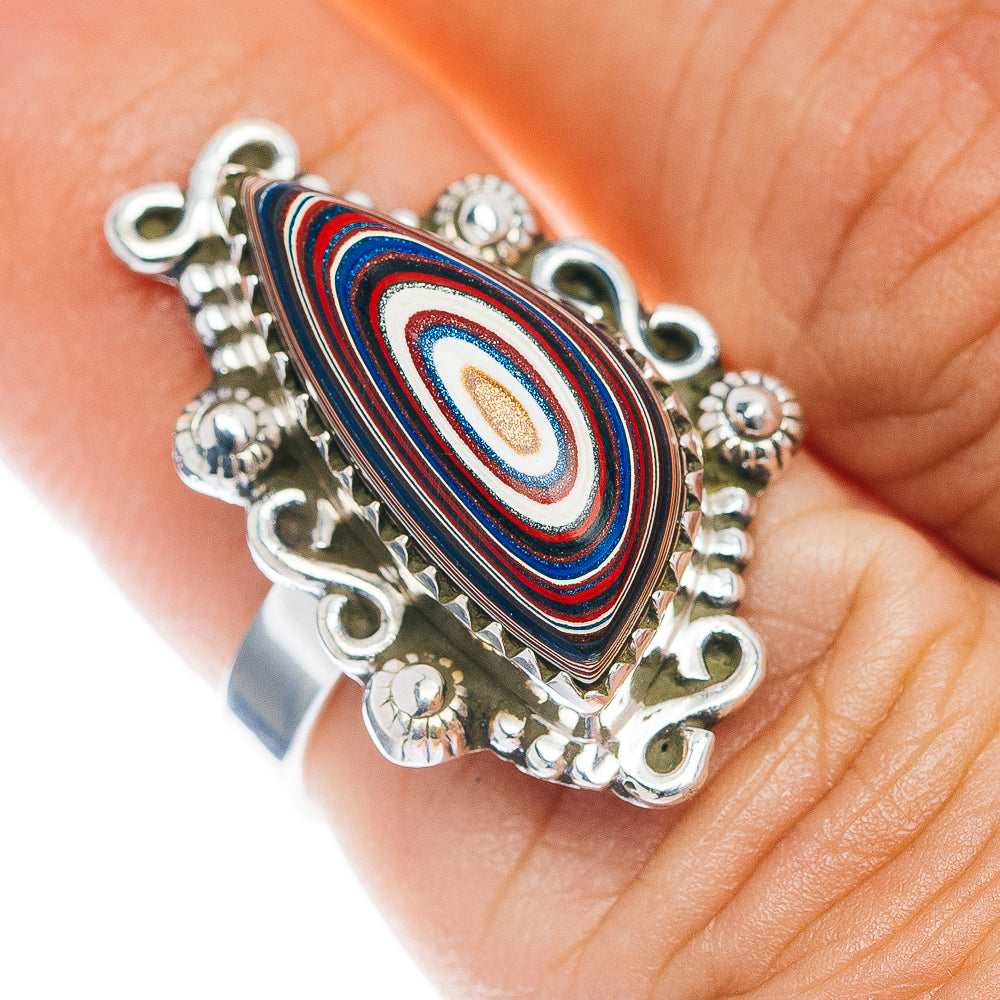 Premium Fordite Ring Size 6 (.925 Sterling Silver)