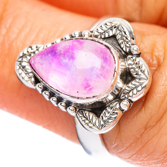 Pink Moonstone Ring Size 7 (925 Sterling Silver) R3794