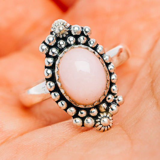Southwestern Style Pink Opal Ring Size 8.75 (.925 Sterling Silver)