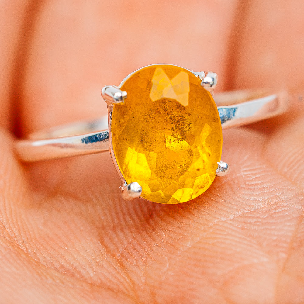 Faceted Citrine Ring Size 7 (.925 Sterling Silver)