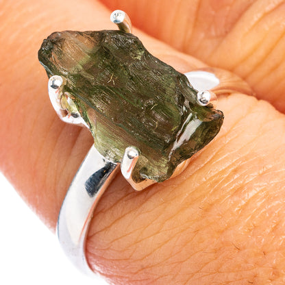 Rare Moldavite Ring Size 8 (.925 Sterling Silver)
