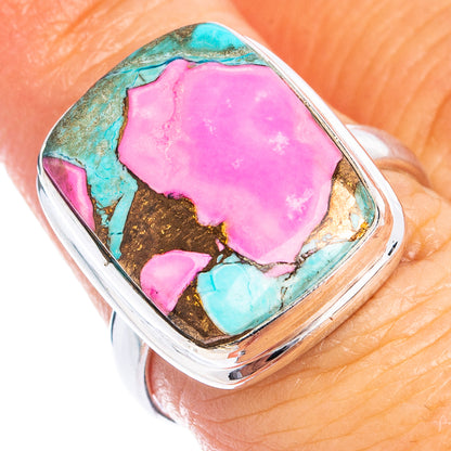 Pink Dahlia Mohave Turquoise Ring Size 6.75 (.925 Sterling Silver)