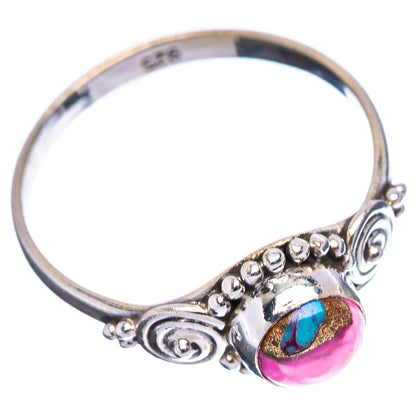 Dainty Pink Dahlia Turquoise Ring Size 8.25 (.925 Sterling Silver)