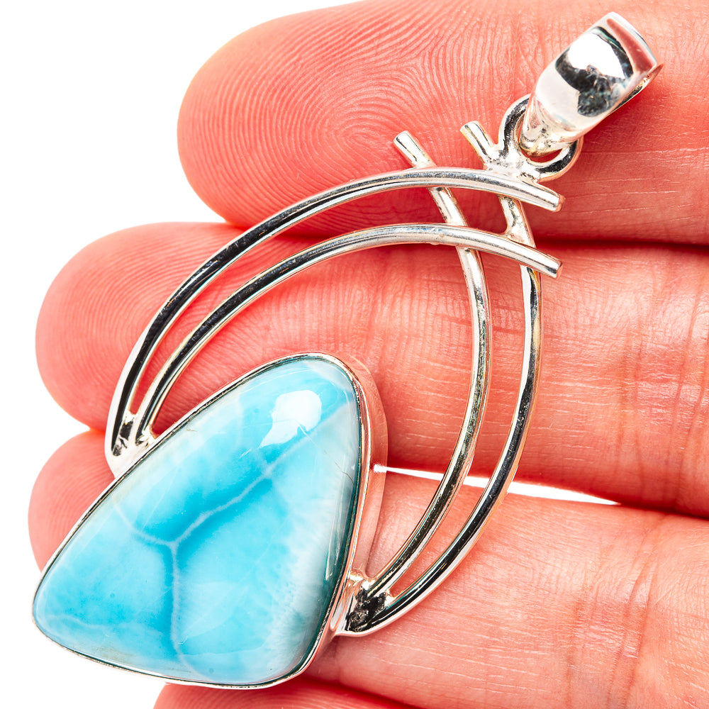 Premium Larimar Pendant 2 1/4" (.925 Sterling Silver)