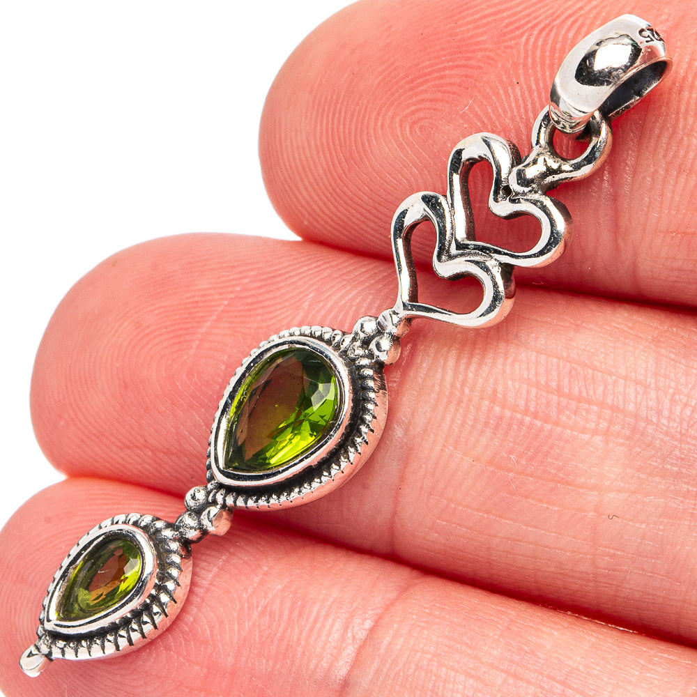 Peridot Heart Pendant 1 3/4" (925 Sterling Silver) P45517