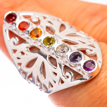 Rainbow Chakra Ring Size 6.75 (925 Sterling Silver) R140526