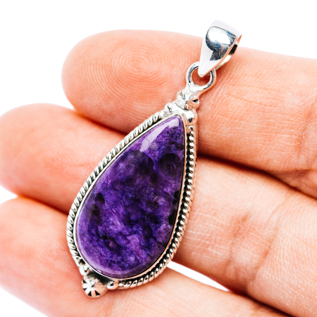 Premium Charoite Pendant 1 3/4" (.925 Sterling Silver)