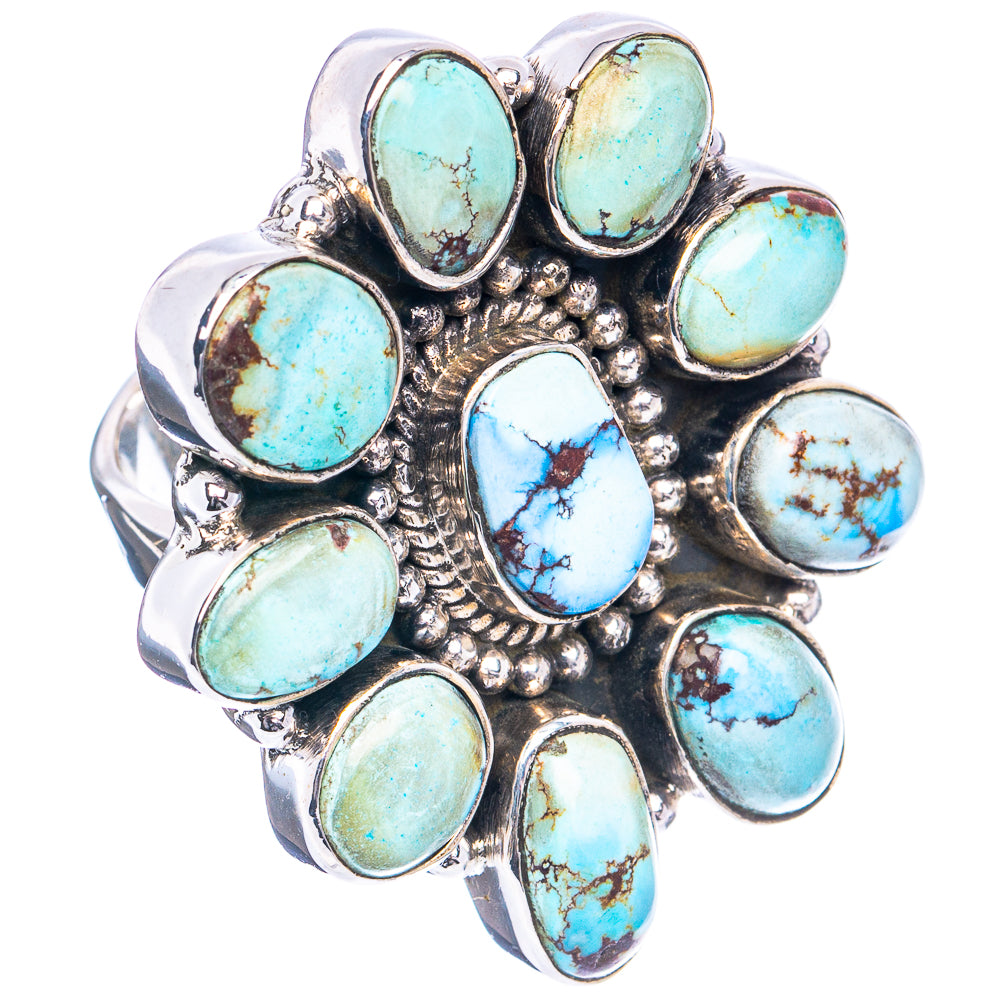 Rare Golden Hills Turquoise Native Style Ring Size 8 Adjustable (.925 Sterling Silver)