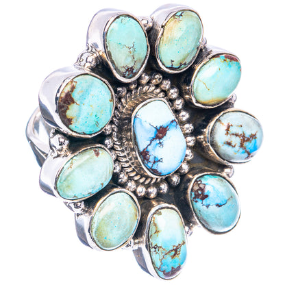 Rare Golden Hills Turquoise Native Style Ring Size 8 Adjustable (.925 Sterling Silver)
