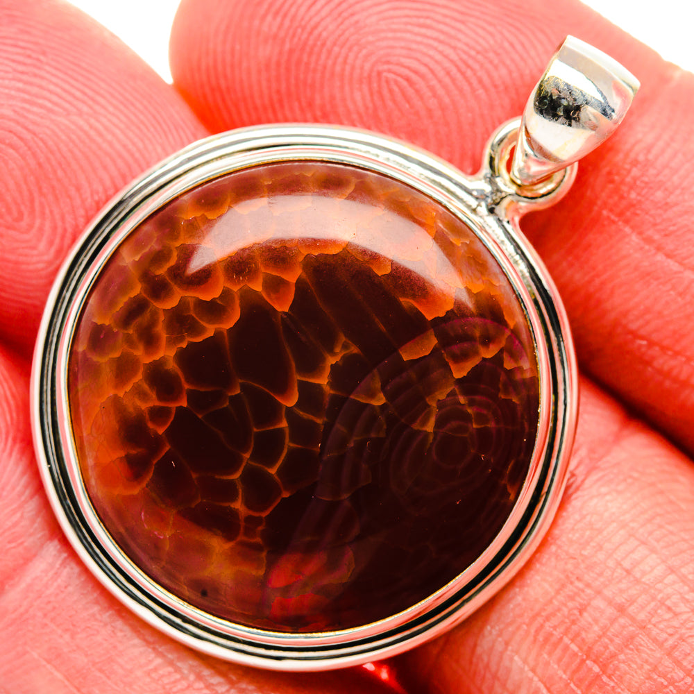 Fire Crab Agate Pendant 1 1/2" (925 Sterling Silver) PD38105