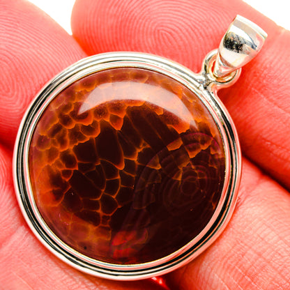 Fire Crab Agate Pendant 1 1/2" (925 Sterling Silver) PD38105