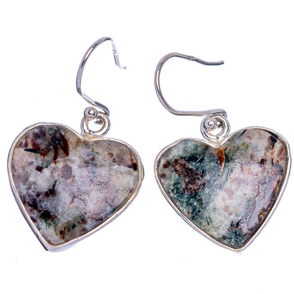 Astrophyllite Heart Earrings 1 3/8" (925 Sterling Silver) E433269