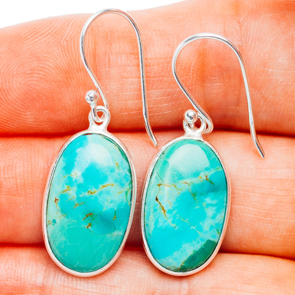 Mojave Turquoise Earrings 1 3/8" (.925 Sterling Silver)