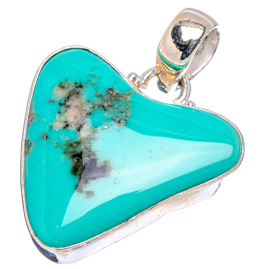 Turquoise heart pendant with glossy stone and .925 sterling silver bail