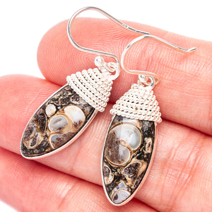 Turritella Agate Earrings 1 1/2" (925 Sterling Silver) E433260