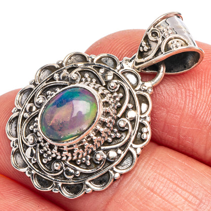 Rare Ethiopian Opal Pendant 1 1/4" (925 Sterling Silver) P40442