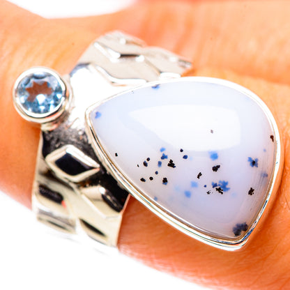 Premium Dendritic Opal, Blue Topaz Ring Size 7 (925 Sterling Silver) RING138113