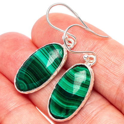 Malachite Earrings 1 3/8" (925 Sterling Silver) E1880