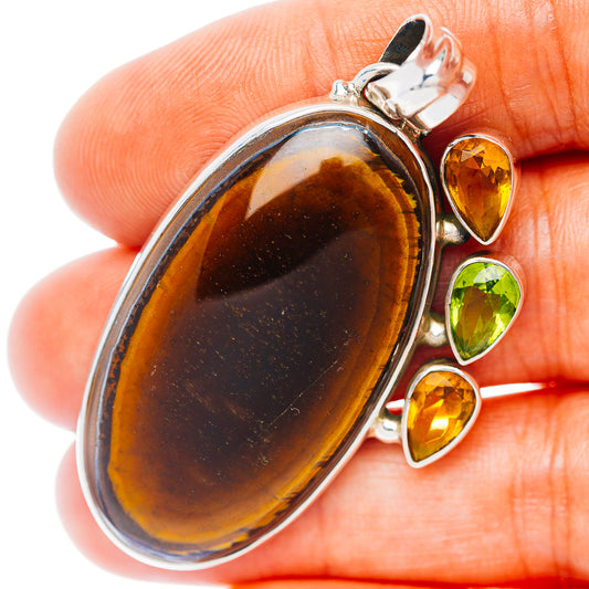 Tiger's Eye, Citrine, Peridot Pendant 2" (.925 Sterling Silver)