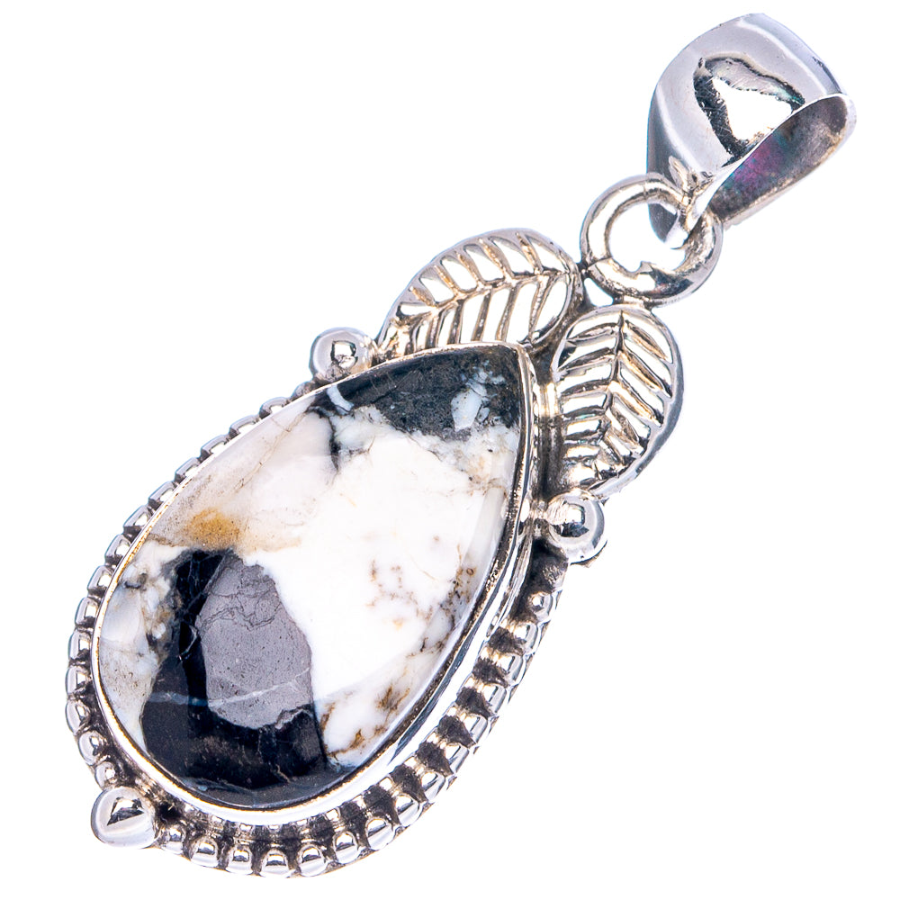 White Buffalo Turquoise Pendant 1 3/8" (.925 Sterling Silver)
