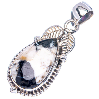 White Buffalo Turquoise Pendant 1 3/8" (.925 Sterling Silver)