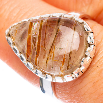 Golden Rutilated Quartz Ring Size 7.75 (925 Sterling Silver) R2001