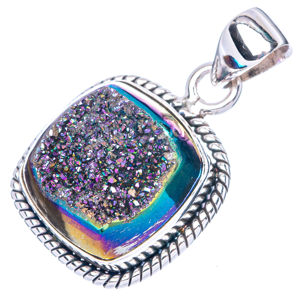 Titanium Druzy Pendant 1 1/8" (925 Sterling Silver) P42439