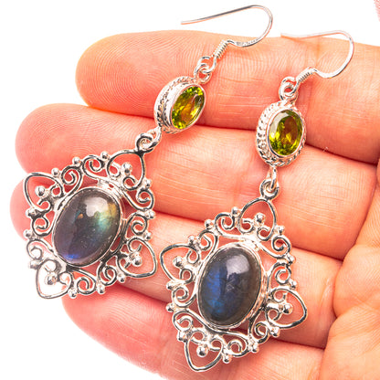 Signature Labradorite, Peridot Earrings 2 5/8" (925 Sterling Silver) E432319