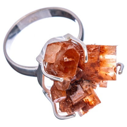 Raw Orange Aragonite Ring Size 8.25 (.925 Sterling Silver)