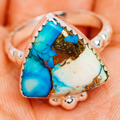 Southwestern Style Ice Blue Dahlia Mohave Turquoise Ring Size 7 (.925 Sterling Silver)
